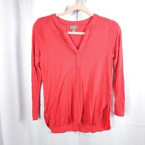 J Jill Pink‎ V‑Neck Long Sleeve Tunic Womens XS Petite Stretch